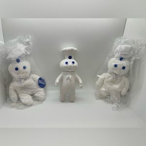 Lot PILLSBURY DOUGHBOY 1971 VINYL & 2 1997 PLUSH BEAN BAG DOLLS PROMO NEW